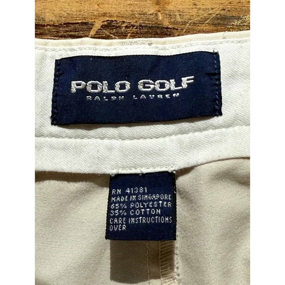 Vintage Polo Golf Ralph Lauren Khaki Pleated Shorts Mens 37 Crest‎ Logo 90s Tan